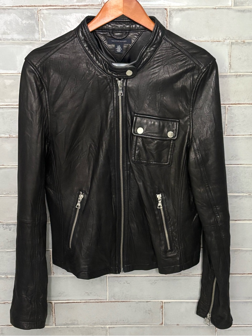 🌹 Ladies’ Tommy Hilfiger Black Genuine Leather Jacket 🌹 - Size Large